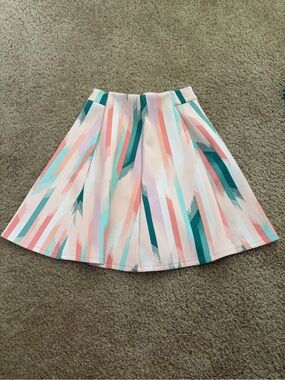Decree Abstract Stripe Skater Skirt